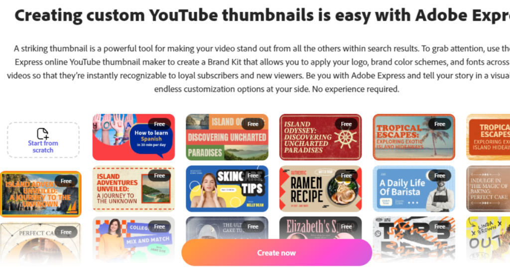 Adobe Express interface one of the best AI thumbnail makers