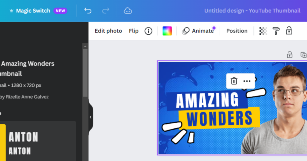 A computer showing Canva interface one of the best AI thumbnail makers