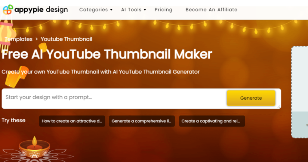 appypie interface one of the best AI thumbnail makers